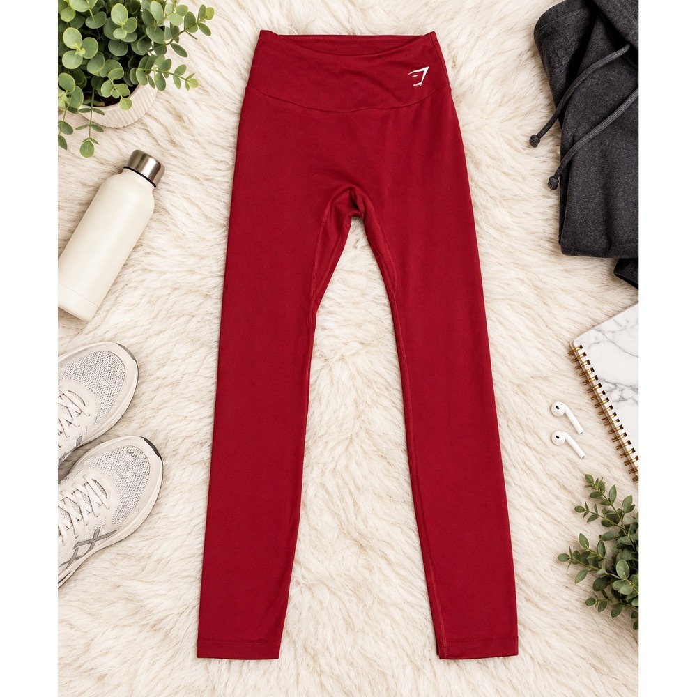 Gymshark Womens Training Leggings Burgundy High Waisted Activewear Medium B1A1T
